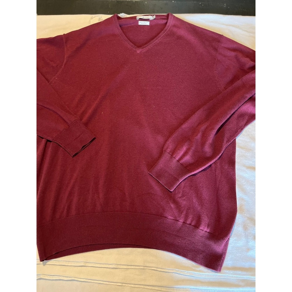 Peter‎ Millar Burgundy V-Neck Sweater Soft Knit Casual Classic Pullover